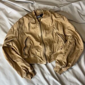 Zara Effect Bomber Jacket Zip Up
